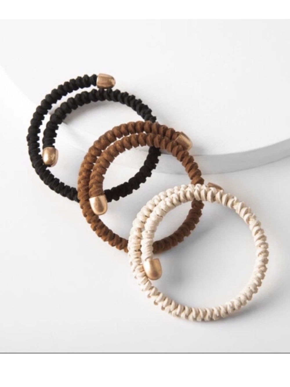 3 Plunder Braided Bracelet Set in Black Cream and Brown Set of Three NWT